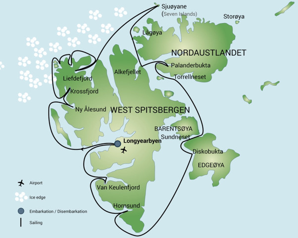 Spitsbergen vaarschema